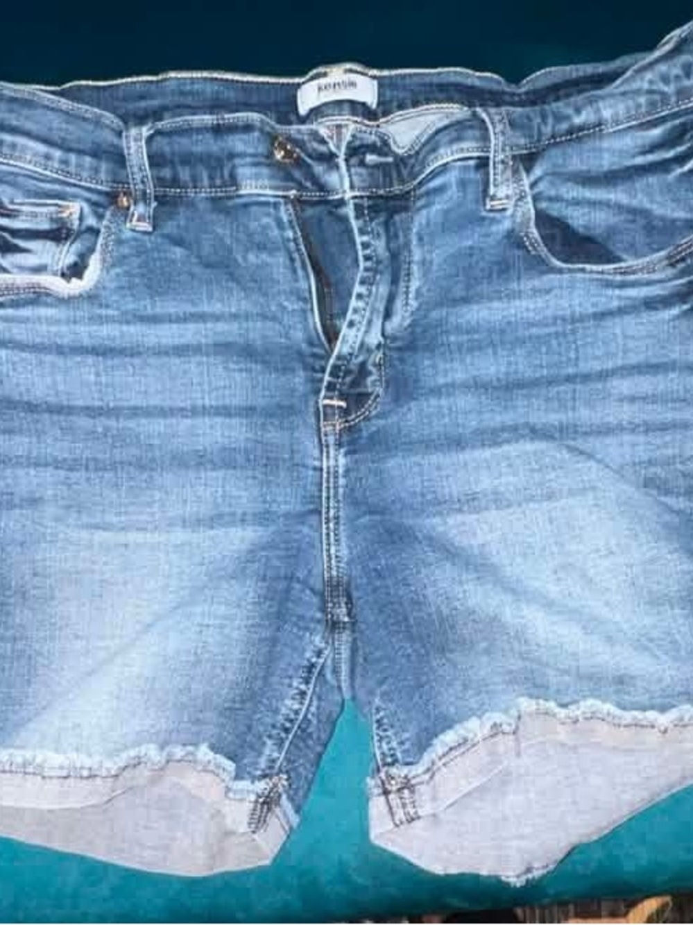 Kensie Light Blue Distressed Denim Jean Shorts